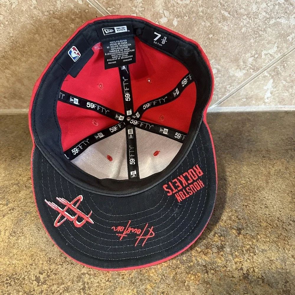 NBA Houston Rockets Red New Era 59FIFTY 5950 Fitted Cap sz 7 3/8 Grey UV EUC